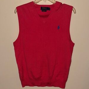 Polo by Ralph Lauren Coral Red Sleeveless Sweater Small Pima Cotton